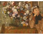 Femme accoudée près d'un vase de fleurs - DEGAS