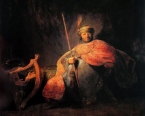 David jouant de la harpe devant Saül - REMBRANDT